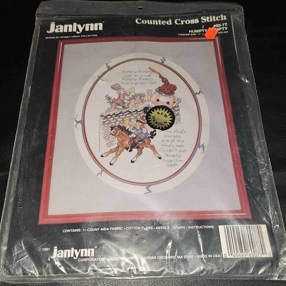 New Janlynn 80-77 Humpty Dumpty Cross‎ Stitch Kit 11x14 - Picture 1 of 2